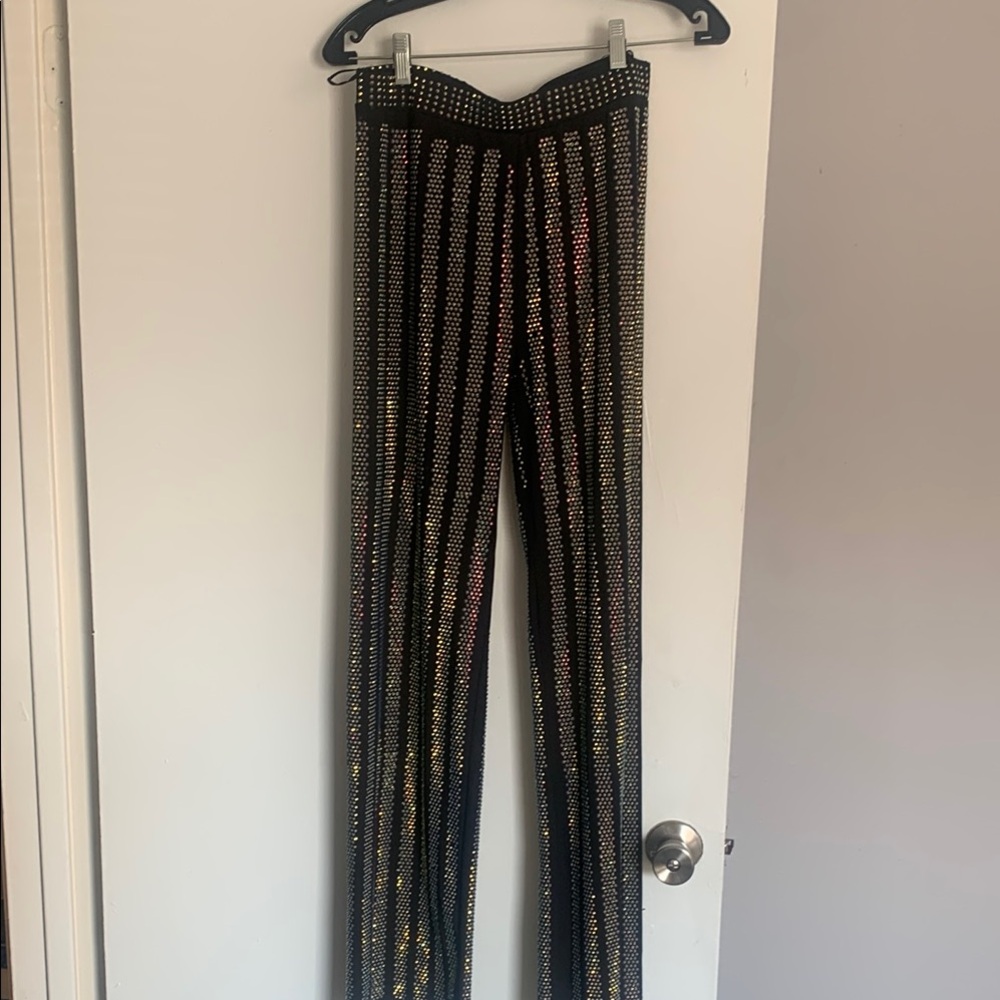 AKIRA Black and Gold Straight Leg Pants